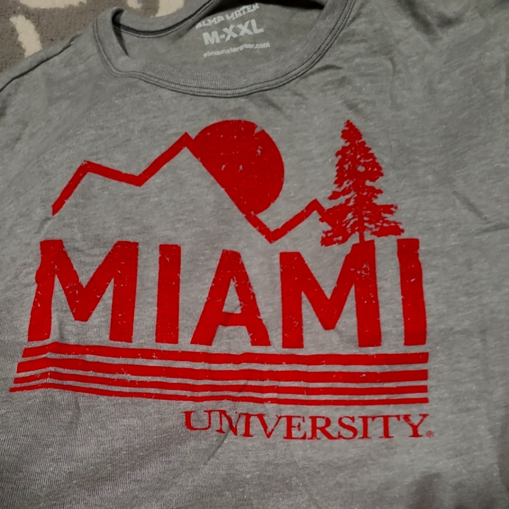 Men's Size XXL Shirt MIAMI OHIO REDHAWKS Long Sleeve Gray Alma Mater NCAA